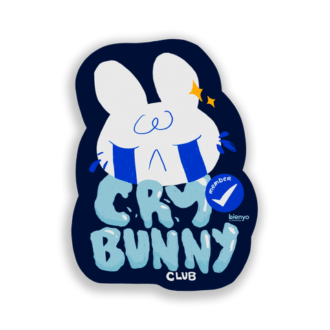 Cry Bunny Club Member Matte Vinyl Sticker