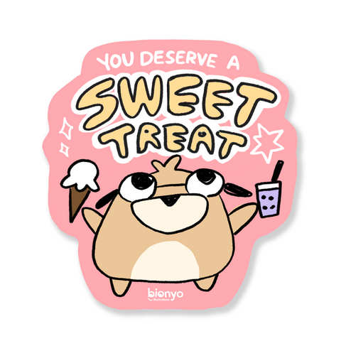 Sweet Treat! Philip the Dog Matte Vinyl Sticker