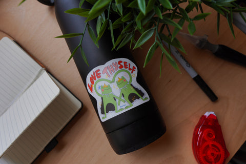 Love Thyself Hopper the Frog Matte Vinyl Sticker