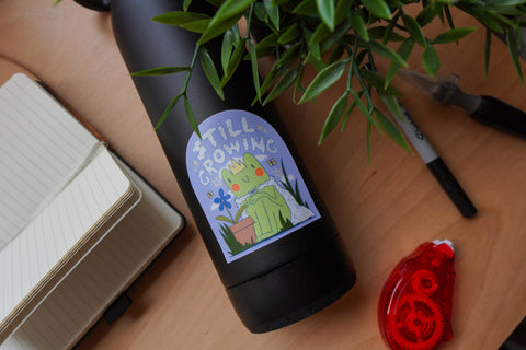 Still Growing Hopper the Frog Matte Vinyl Sticker