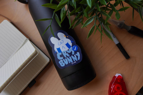 Cry Bunny Club Member Matte Vinyl Sticker