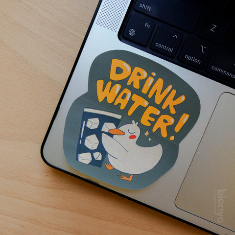 Drink Water Stay Hydrated Duck Matte Vinyl Sticker