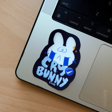 Cry Bunny Club Member Matte Vinyl Sticker