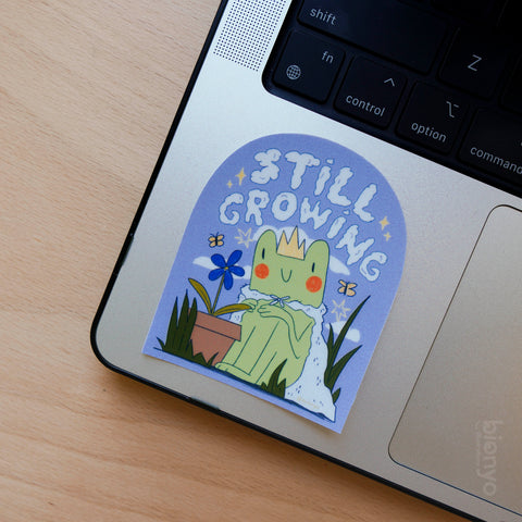 Still Growing Hopper the Frog Matte Vinyl Sticker