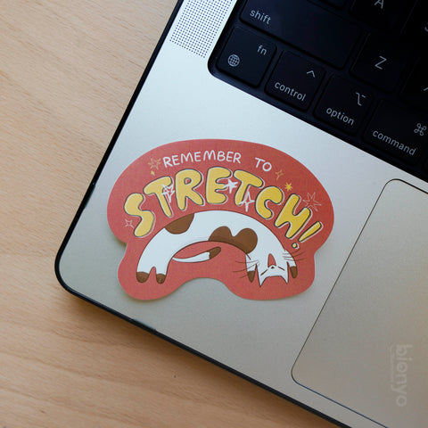 Remember to Stretch Cat Matte Vinyl Sticker