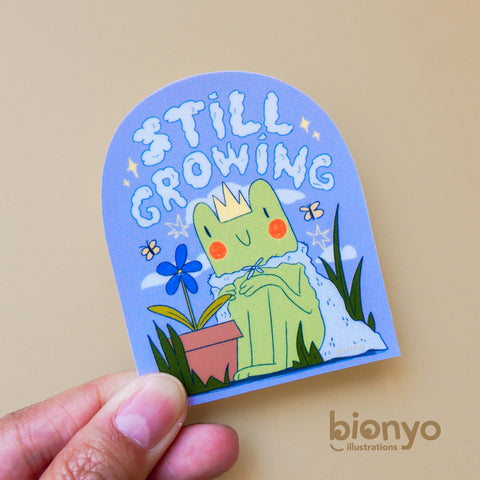 Still Growing Hopper the Frog Matte Vinyl Sticker