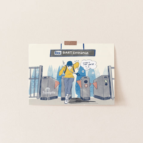 BART Morning Commute Mini Postcard Print