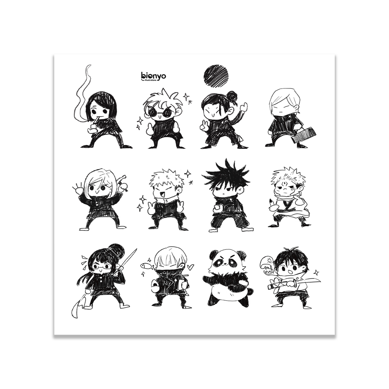 Sticker Charters JJK Characters Sticker Sheet – bionyo illustrations