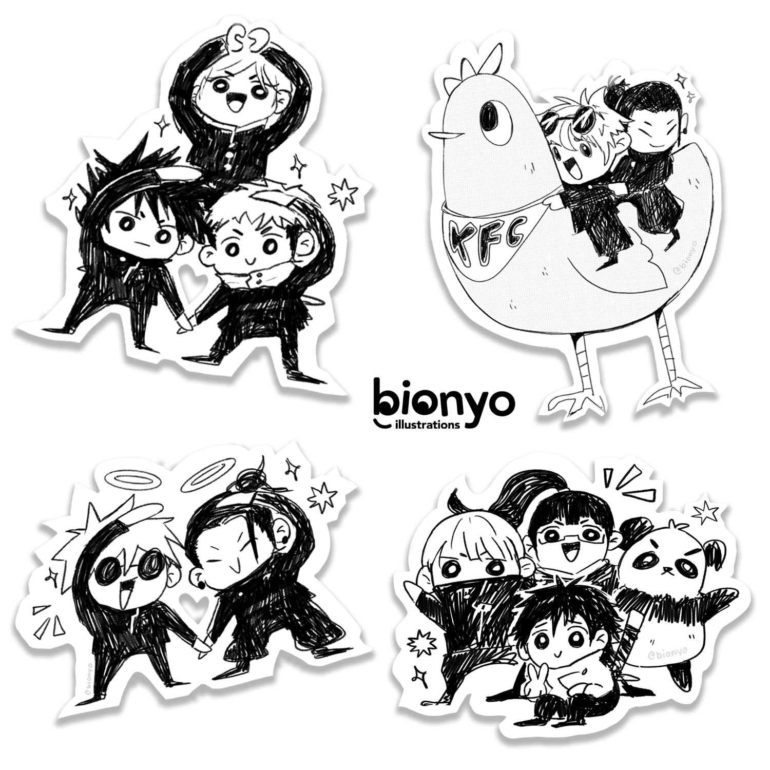 JJK Individual Matte Vinyl Stickers – bionyo illustrations