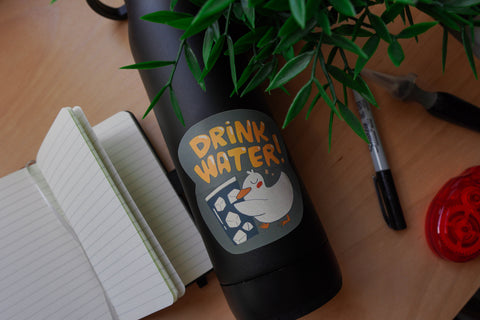 Drink Water Stay Hydrated Duck Matte Vinyl Sticker