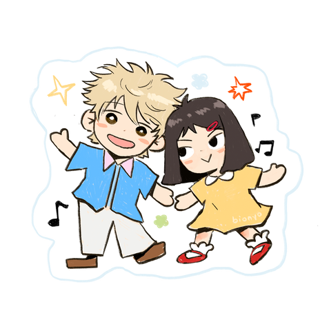 Shima & Mitsumi (Skip and Loafer) Clear Matte Vinyl Sticker