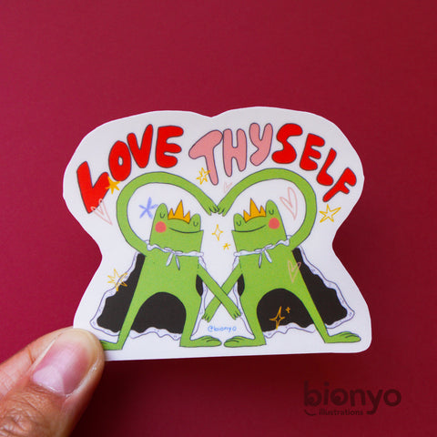 Love Thyself Hopper the Frog Matte Vinyl Sticker