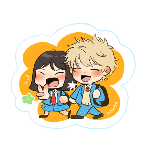 Shima & Mitsumi Uniform (Skip and Loafer) Matte Vinyl Sticker