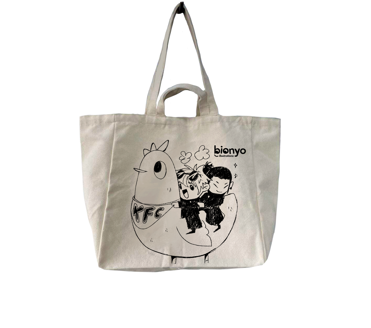 KFC SatoSugu (Gojo & Geto) JJK Totebag – bionyo illustrations KFC SatoSugu (Gojo & Geto) JJK Totebag – bionyo illustrations