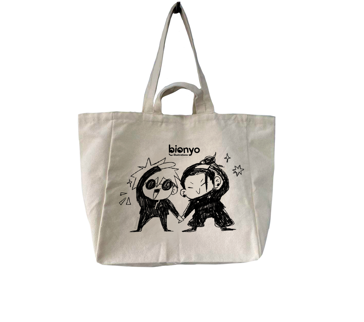 SatoSugu (Gojo & Geto) Heart JJK Totebags – bionyo illustrations
