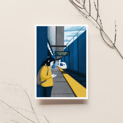 Platform Waiting Game Art Print - BART Series